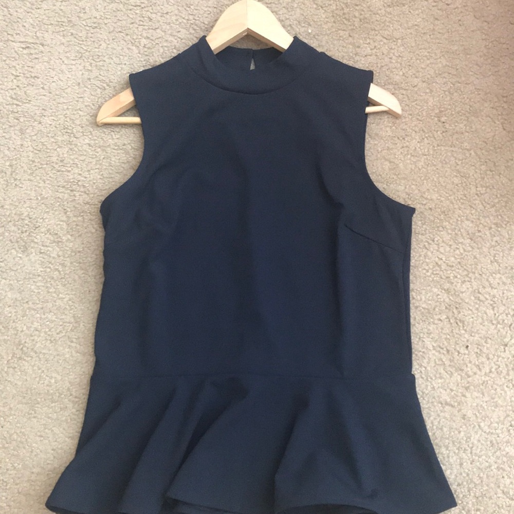 Banana Republic Factory Navy Sleeveless Peplum Top